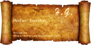 Hofer Gordon névjegykártya